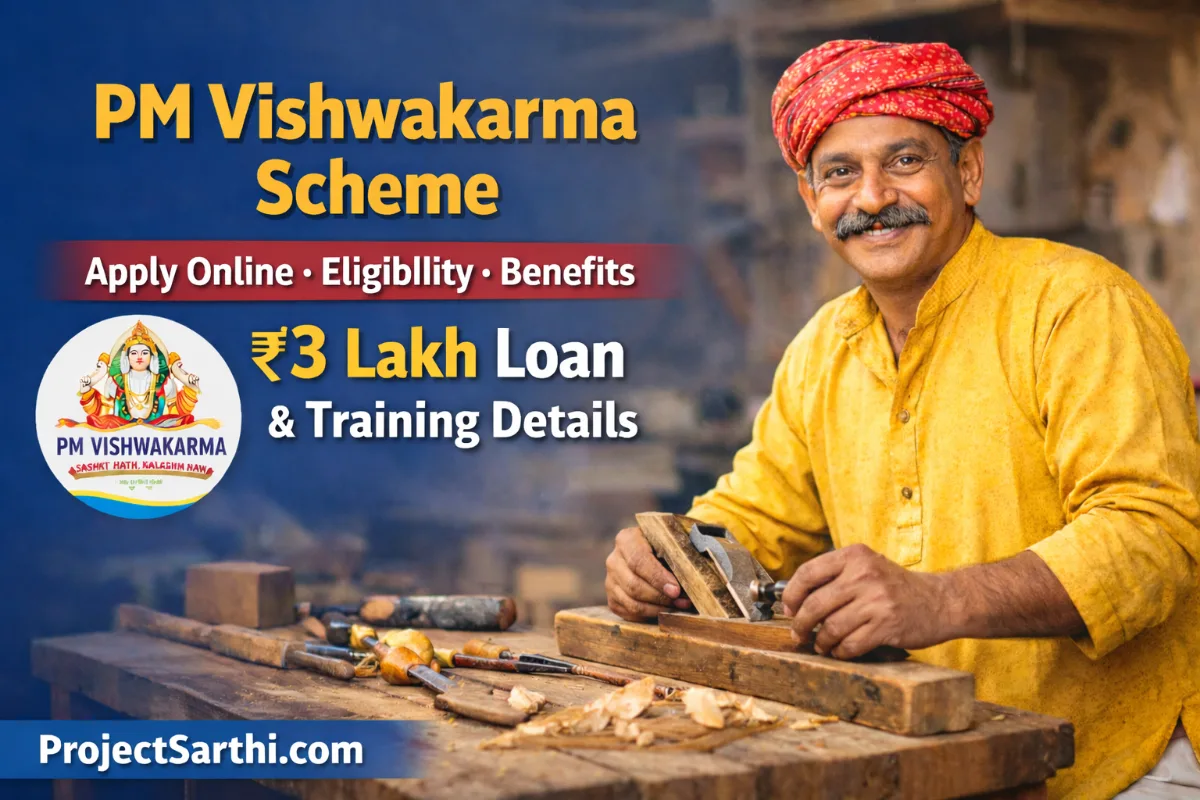 PM Vishwakarma Scheme : Apply Online, Eligibility, Benefits, ₹3 Lakh Loan & Training Details 1 PM Vishwakarma Scheme artisan carpenter working with tools showcasing apply online eligibility benefits and 3 lakh loan training support