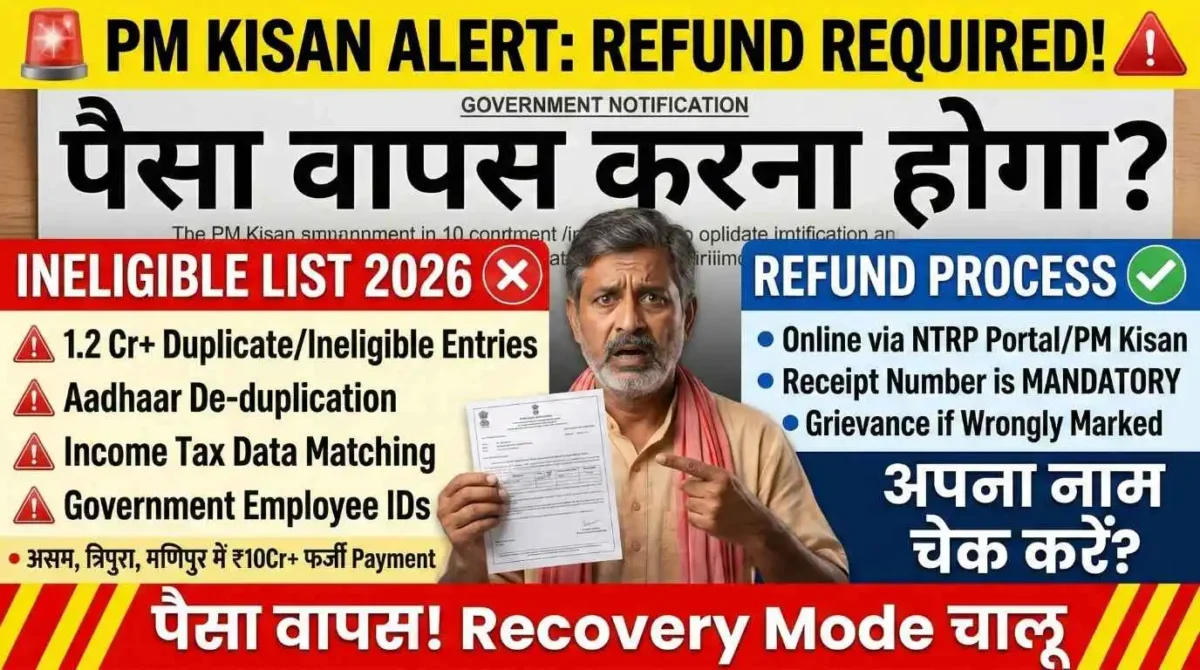 PM Kisan Ineligible List 2026 Refund Recovery Notice