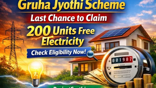 Gruha Jyothi Scheme Apply Online 2026 200 units free electricity Karnataka eligibility and registration