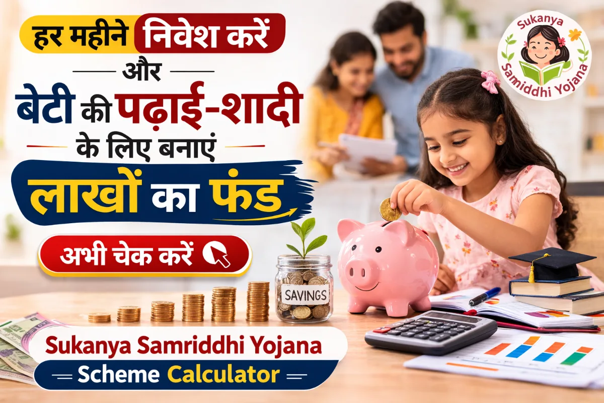Sukanya Samriddhi Yojana Scheme Calculator image showing monthly investment plan for daughter’s education and marriage fund